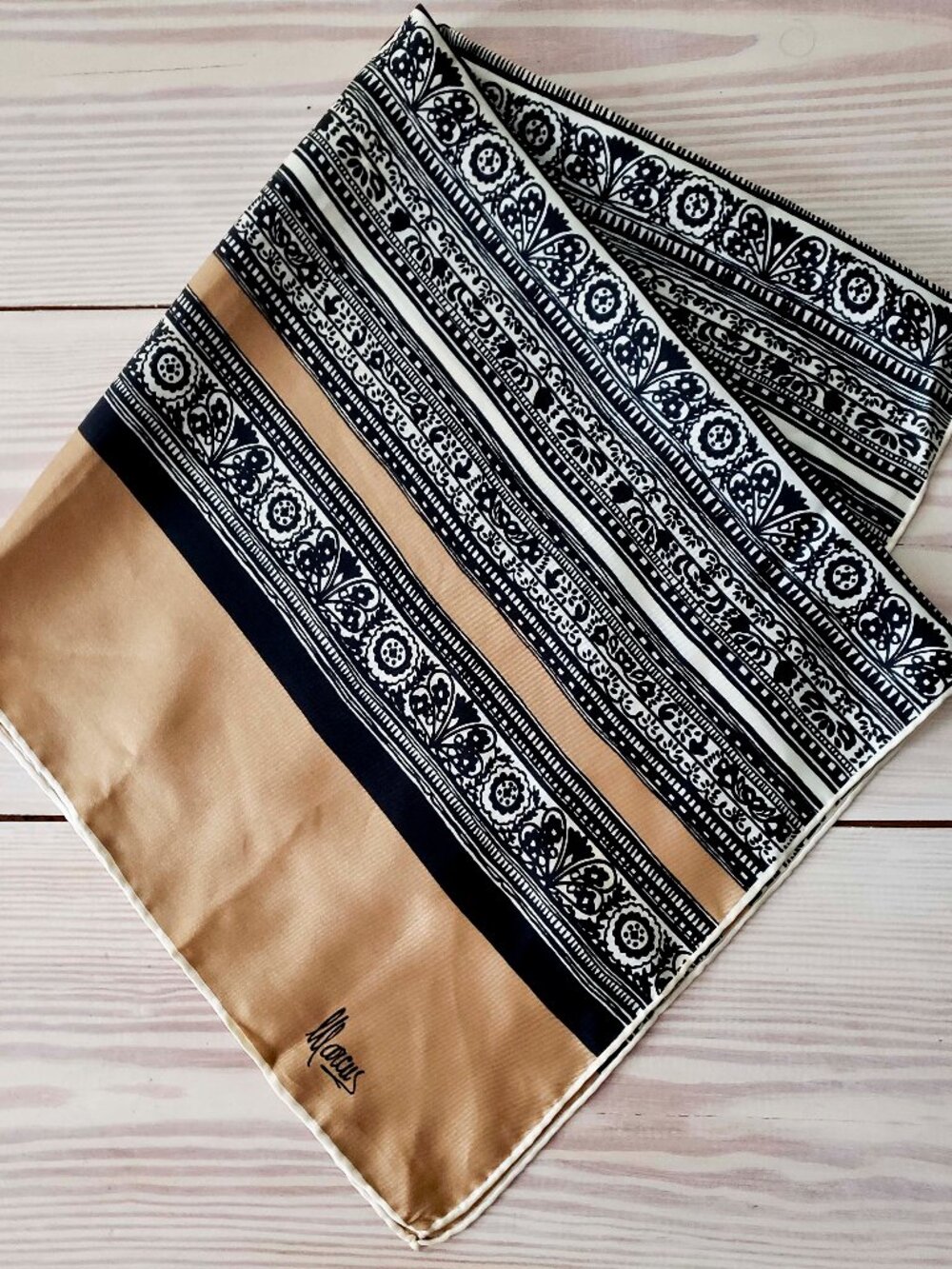 Marcus Gold and Black Silk Scarf